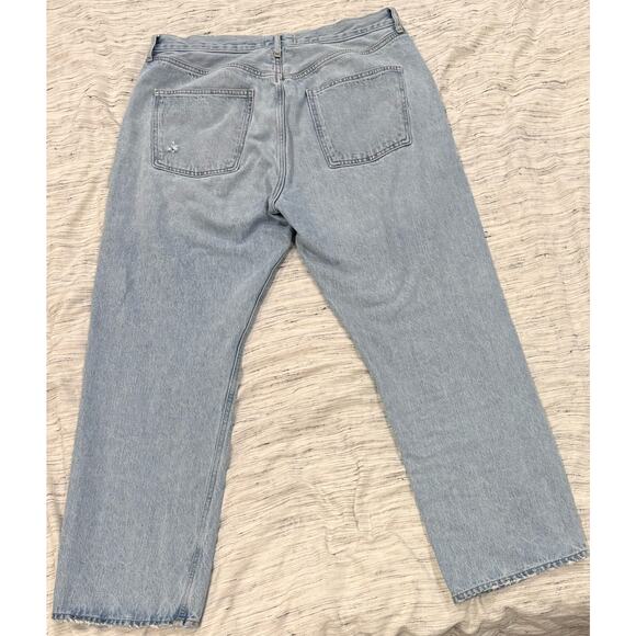 Agolde 90's Mid Rise Loose Fit Jeans Snapshot Size 32 Light Wash Straight Leg - Picture 2 of 5